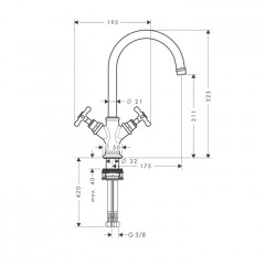 Axor Montreux Смеситель для раковины, на 1 отв., излив 175мм, с донным клапаном, цвет: полированное золото