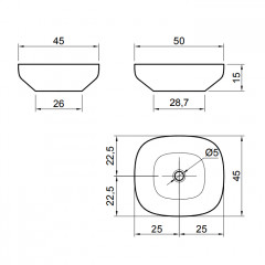 ANTONIO LUPI AGO Раковина 500х450х150 мм., для установки на столешницу, с самотечным донным клапаном и фитингом для сифона, Flumood, цвет белый