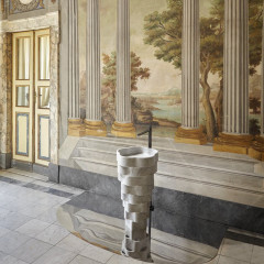 ANTONIO LUPI INTRECCIO Раковина напольная Ø475x850 мм., слив в пол, с самотёчным донным клапаном, сифоном, гибким шлангом, Marmo Carrara