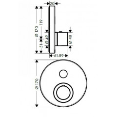 Axor ShowerSelect Термостатический смеситель с запорным клапаном, внешняя часть, цвет: хром