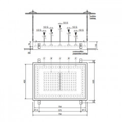 ANTONIO LUPI METEO Верхний душ 750x520x110 мм., встраиваемый в потолок, с каскадом, рама белая, лейка зеркальная сталь