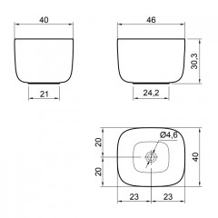Antonio Lupi Poggio Раковина накладная 46х40х30 см, без отв под смес, без перелива, с д/клапаном (хром), мат-л: Flumood, цвет: белый