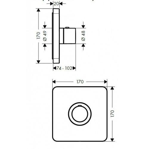 Axor ShowerSelect Термостат Highflow для скрытого монтажа, внешняя часть, цвет: хром