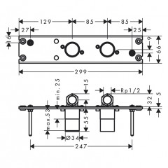 Hansgrohe Rainfinity Скрытая часть Showerpipe 360, 1jet