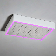 ANTONIO LUPI FUORIMETEO SLIM Верхний душ 520х350х90 мм, потолочный монтаж, с каскадом, с подсветкой, пультом и трансформ, рама белая, лейка зерк сталь