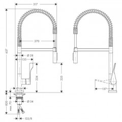 Axor Citterio Однорычажный смеситель Semi-Pro, цвет: хром