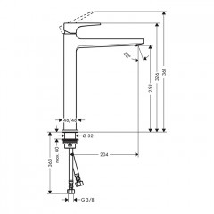 Hansgrohe Metropol Смеситель для раковины 260, на 1 отв, с донным клапаном, излив 204мм, цвет: белый матовый