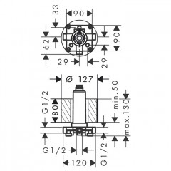 Axor Скрытая часть для верхнего душа с потолочным подсоединением