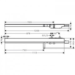 Axor Showers Настенный термостат для ванны, с полкой 1113х70мм, 2 потреб., цвет: хром