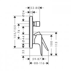Hansgrohe Talis E Встраиваемый смеситель для ванны, внешняя часть, цвет: черный матовый