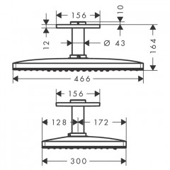 Axor ShowerSolutions Верхний душ 460 х 300мм, 3jet, с потолочным держателем 100мм, цвет: хром