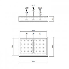 ANTONIO LUPI FUORIMETEO SLIM Верхний душ 520х350х90 мм., потолочный монтаж, с каскадом, рама белая, лейка зеркальная сталь