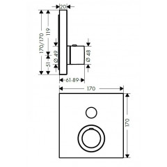 Axor ShowerSelect Термостатический смеситель с запорным клапаном, квадратный, внешняя часть, цвет: хром
