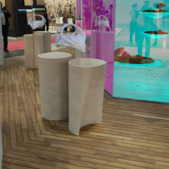 ANTONIO LUPI RILIEVO Раковина напольная 440х440х850 мм., слив в пол, с самотёчным донным клапаном (хром), сифоном и гибким шлангом, pietra Luna