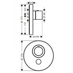 Axor ShowerSelect Термостат Highflow с дополнительным клапаном для ручного душа, внешняя часть, цвет: хром