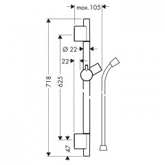 Hansgrohe Unica'S Puro Штанга для душа 65см, цвет: шлифованный черный хром