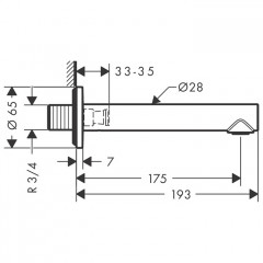 Axor Uno Излив для ванны, 175мм, настенный, цвет: хром