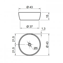 ANTONIO LUPI CATINO Раковина Ø430х150 мм., для установки на столешницу, с самотечным донным клапаном и фитингом для сифона, Flumood, цвет белый