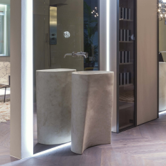 ANTONIO LUPI RILIEVO Раковина напольная 440х440х850 мм., слив в пол, с самотёчным донным клапаном (хром), сифоном и гибким шлангом, pietra Luna