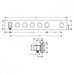 Axor Встраиваемый термостат для душа, 4 потреб, Select 600/90, внешняя часть, внешняя часть, цвет: хром