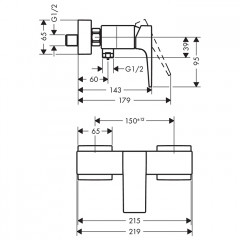 Hansgrohe Metropol Смеситель для душа, настенный, цвет: шлифованный черный хром