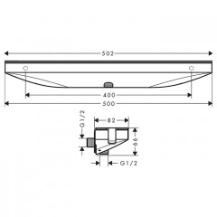 Hansgrohe FixFit Вывод воды с держателем ручного душа справа, с полкой 500х80мм, цвет: белый матовый