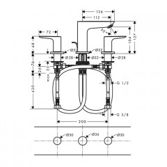 Hansgrohe Talis E Смеситель для раковины 150, на 3 отв, с донным клапаном, излив 112мм, цвет: черный матовый
