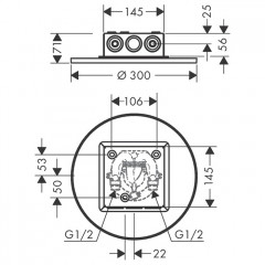 Axor ShowerSolution Верхний душ, 300мм, 2jet, потолочный монтаж, цвет: хром