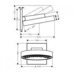 Hansgrohe Rainfinity Верхний душ, d=250мм, 1 jet, с настенным держателем, цвет: хром