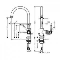 Axor Montreux Смеситель для раковины, на 1 отв., излив 175мм, с донным клапаном, цвет: полированное золото