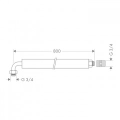 Axor Гибкая подсоединительная труба, с угловым соед., 800 мм,