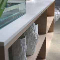 ANTONIO LUPI BIBLIO Ванна прямоугольная (4 стороны) 2000х900х535 мм., с нажимным донным клапаном, Corian, ванна белая, отделка Rovere naturale