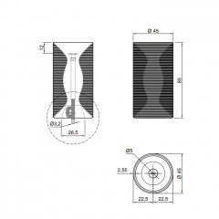 ANTONIO LUPI INTROVERSO Раковина напольная Ø450х850 мм., слив в пол, с самотёчным донным клапаном, сифоном и гибким шлангом, Marmo Carrara