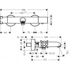 Axor Citterio E, Термостат для ванны, внешний монтаж, цвет: хром