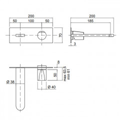 Antonio Lupi Indigo Встраиваемый смеситель для раковины, излив: 200мм (внешняя часть), цвет: графит