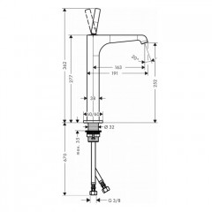 Axor Citterio E, Смеситель для раковины в форметаза 250, однорычажный,неперекрываемый сливнойгарнитур, цвет: хром