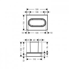 Axor Universal Стакан для зубных щеток для настенного монтажа и монтажа на рейлинге, подвесной, цвет: хром/белый