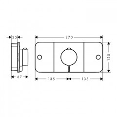 Axor One Смеситель для душа, термостатический, 2 потребителя и 1 доп. потребитель, внешняя часть, цвет: хром