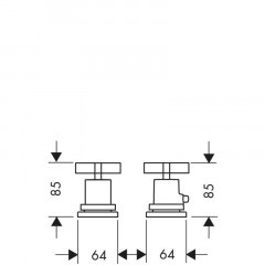 Axor Citterio, Термостат на край ванны, на 2 отверстия, с крестовыми рукоятками, внешняя часть, цвет: хром