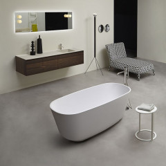 ANTONIO LUPI BAIA SMALL Ванна отдельностоящая 1700х700х530 мм., с нажимным донным клапаном, сифоном и гибким шлангом, Cristalplant, цвет белый