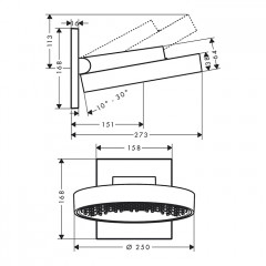 Hansgrohe Rainfinity Верхний душ, d=250мм, 1 jet, с настенным держателем, цвет: белый матовый