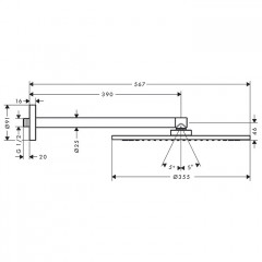 Axor ShowerSolutions Верхний душ, 350мм, 1jet, с держателем 390мм, настенный монтаж, цвет: шлифованный никель