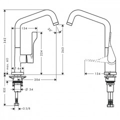 Axor Citterio Смеситель для кухни, однорычажный, на 1 отв, излив: 204мм, цвет: хром
