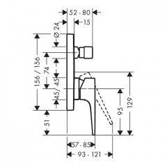 Hansgrohe Metropol Встраиваемый смеситель для ванны с переключателем, внешняя часть, цвет: шлифованный черный хром