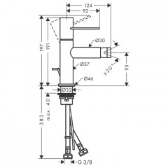 Axor Uno Смеситель для биде на 1 отв., однорычажный, с донным клапаном, цвет: хром