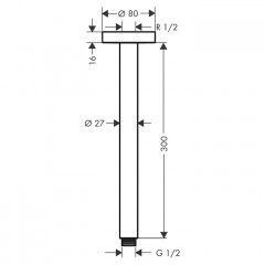 Hansgrohe Потолочное подсоединение верхнего душа 300мм, цвет: черный матовый