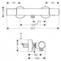 Axor Citterio M Настенный термостат для душа, 1 потреб., цвет: шлифованный никель