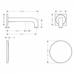 Axor Citterio Встраиваемый электронный смеситель для раковины, на 1 отв., излив: 220мм, внешняя часть, цвет: хром