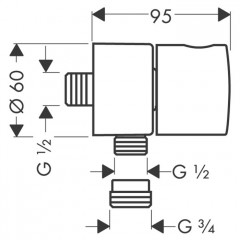Axor Uno 2, Шланговое подсоединение Fixfit Stop, цвет: хром
