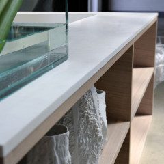 ANTONIO LUPI BIBLIO Ванна отдельностоящая 1900х1000х535 мм., левая, с ножками и нажимным донным клапаном, Corian, цвет белый, панели Rovere naturale